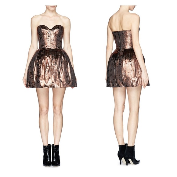 Maje Dresses & Skirts - NWT - MAJE Metallic Galega Velvet Bustier Dress